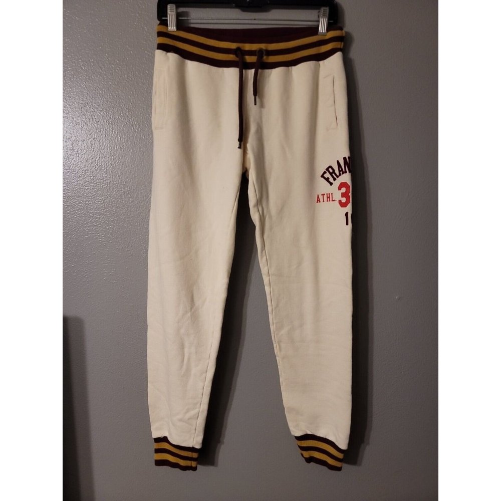Franklin Marshall Varsity Regular Fit Cream Jogger Pants Size S Made In Italy